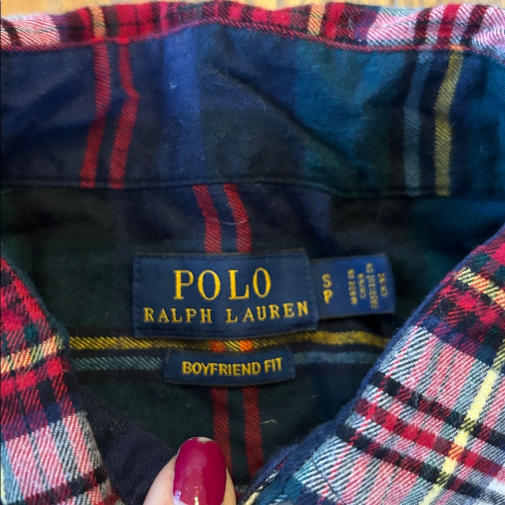 Rare ✨ Polo Ralph Lauren Flannel Patchwork Crest Button Down with Patches Small - Picture 6 of 7